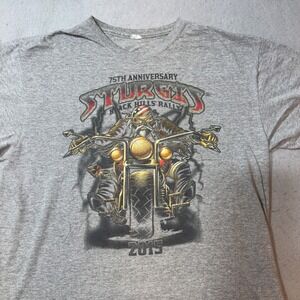 Sturgis Black Hills Rally 75th Anniversary 2015 Mens T-Shirt Gray XL Graphic Tee